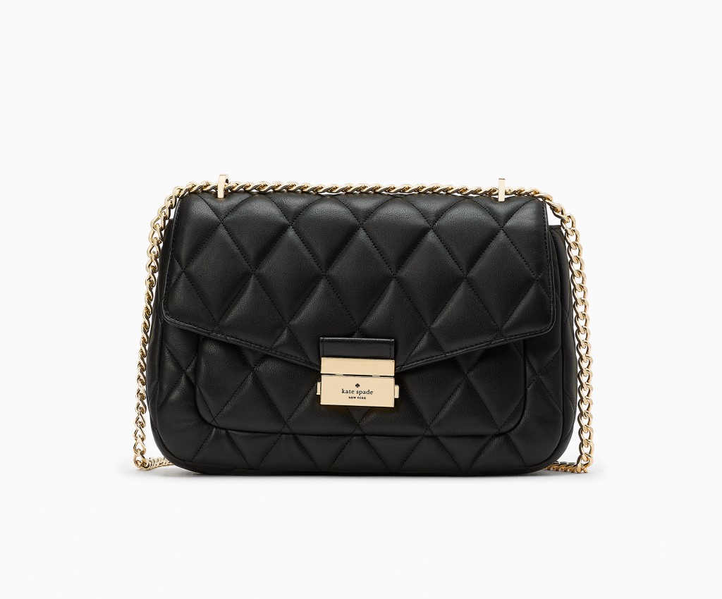 Carey Medium Flap Shoulder Bag (Black)